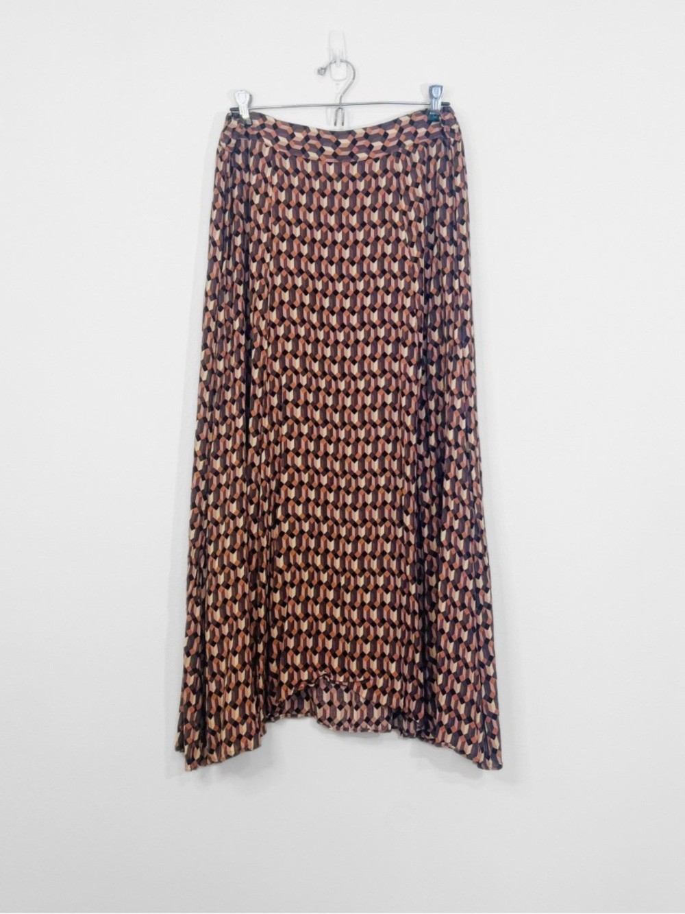 🖤 Geometric Print Maxi Skirt in Brown and Pink